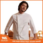 Áo bếp nam cao cấp mùa hè màu đen, vải lưới thoáng khí