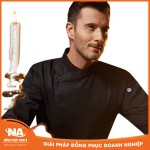 Áo bếp nam cao cấp mùa hè màu đen, vải lưới thoáng khí