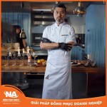 Áo bếp ngắn tay cao cấp màu trắng chất liệu thoáng khí