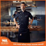 Áo bếp ngắn tay cao cấp màu trắng chất liệu thoáng khí