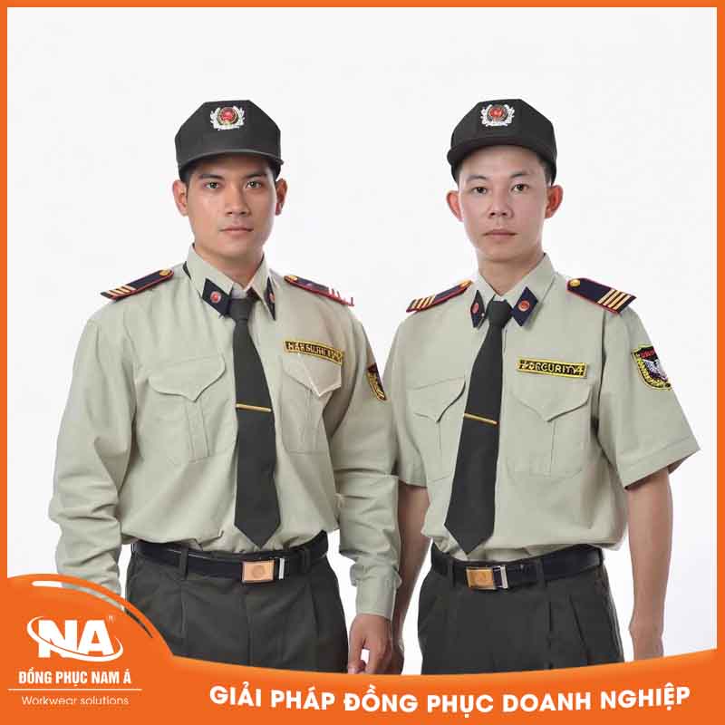 Đồng phục bảo vệ màu xanh vỏ đậu may sẵn