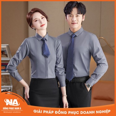 Áo sơ mi nam nữ công sở màu xám NAMA201