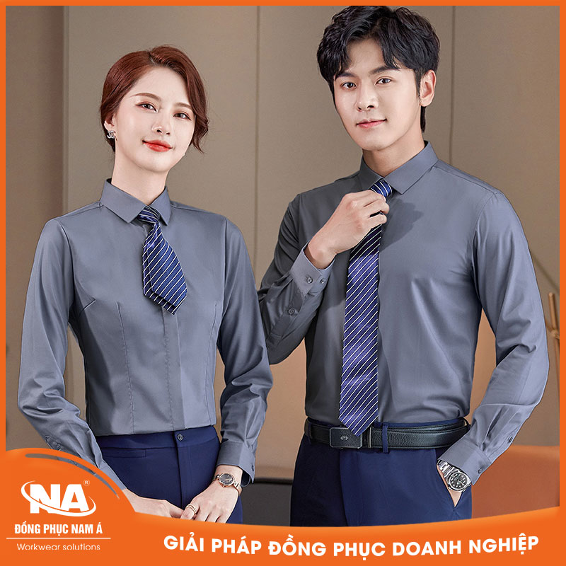Áo sơ mi nam nữ công sở màu xám NAMA201