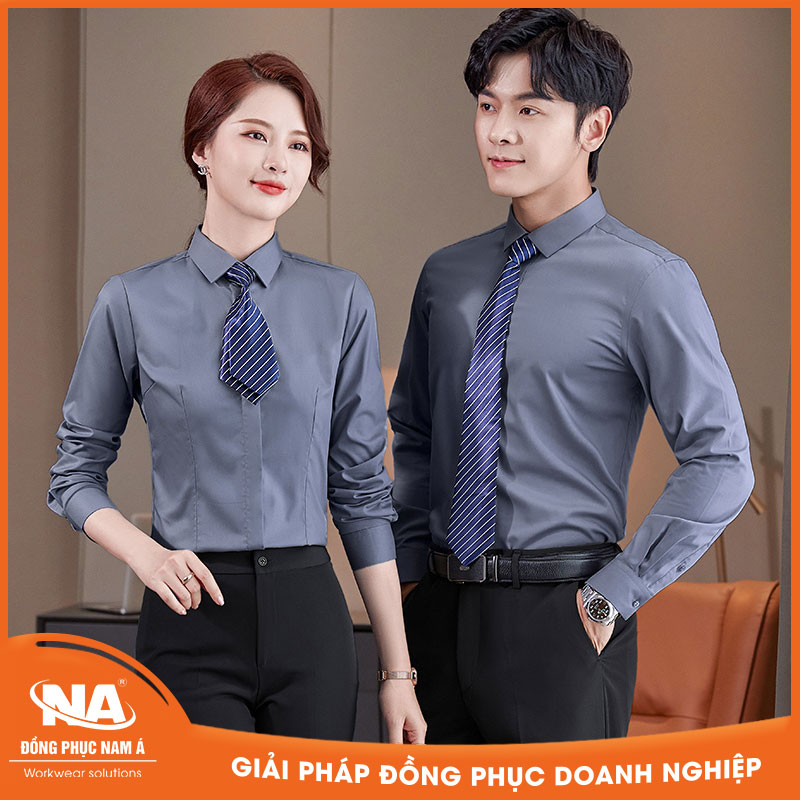 Áo sơ mi nam nữ công sở màu xám NAMA201