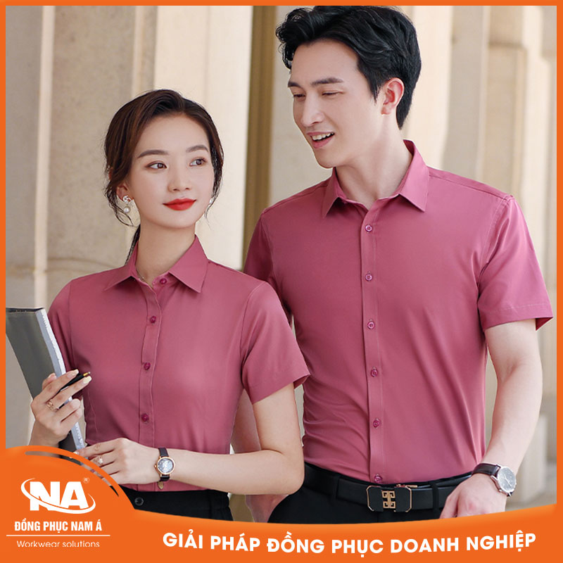 Đồng phục áo sơ mi công sở màu hường NAMA210