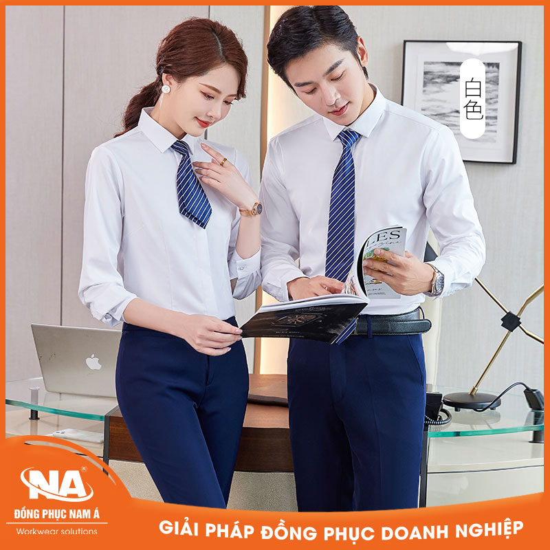 Đồng phục công sở áo sơ mi trắng dài tay NAMA204