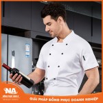 Đồng phục bếp nam màu trắng nhà hàng NAMA402