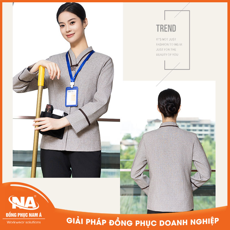 Đồng phục buồng phòng cách tân màu xám NAMA435