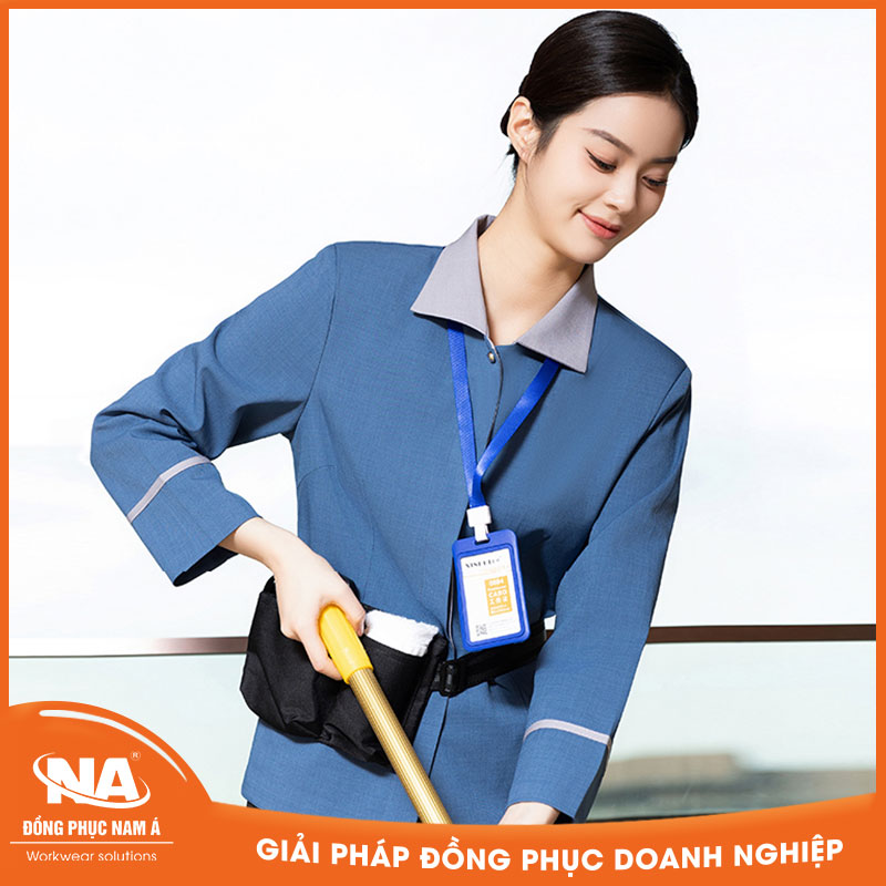 Đồng phục buồng phòng màu xanh cổ vịt NAMA432